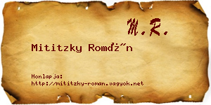 Mititzky Román névjegykártya